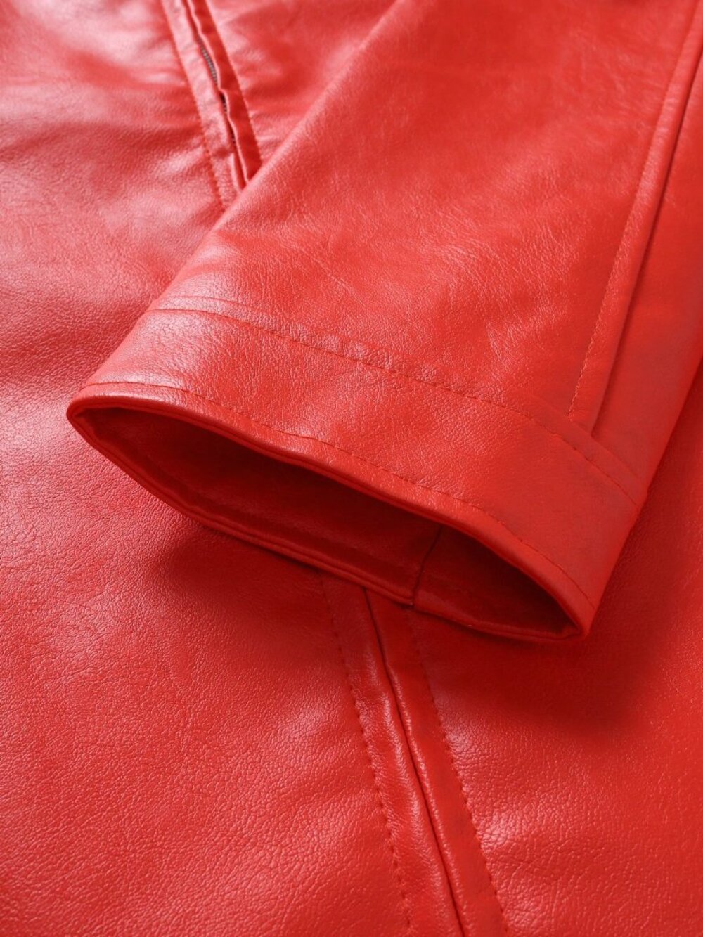 Red Biker Men's Lightweight Stand Collar Jacket - Picture 6 of 7